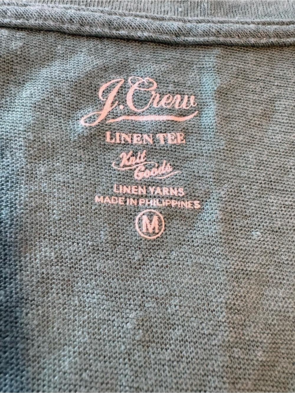 J. Crew Linen “Island Turquoise” V-Neck Pocket Tee - Relaxed Boyfriend-Style Fit - Picture 2 of 8